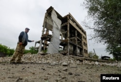 The aftermath of recent shelling in the Luhansk region