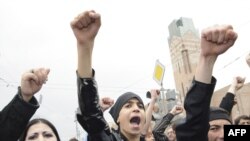 Opposition supporters rally in Yerevan in April