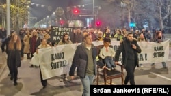 Students led protests in Podgorica over the government's response to a deadly mass shooting in Cetinje, on January 25.