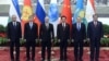 The leaders of Shanghai Cooperation Organization states Uzbekistan, Kyrgyzstan, Russia, China, Kazakhstan, and Tajikistan in Beijing at the SCO's 2012 summit.