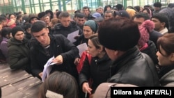 RFE/RL correspondents in the Kazakh city of Shymkent reported on February 12 that thousands of Uzbek students gathered at administrative offices at South Kazakhstan University to get proof of their study.