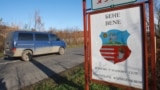 A bilingual sign in Hungarian and Ukrainian, in western Ukraine, which has a sizable ethnic Hungarian population. (file photo) 