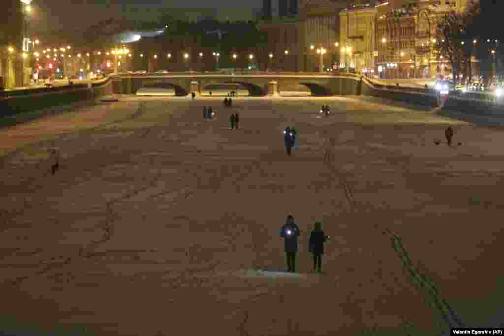 On the frozen Neva River in St. Petersburg