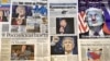 Front pages of Russian newspapers report on the victory of Donald Trump in the U.S. presidential election.