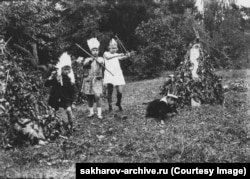 Sakharov (far right) playing with friends in 1928. He seems to have been shielded from the worst excesses of Stalinist terror as a child, partly thanks to the fact that he was educated at home by his father for several years. "My father was afraid that, if I knew too much about Soviet life, I wouldn’t be able to get on in this world," he later wrote. "This hiding of thoughts from one’s son might best characterize the horror of Stalin’s era."