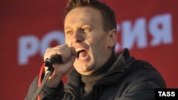 Much of the criticism of Aleksei Navalny's past political standpoints focuses on his unabashed endorsement of nationalist causes, including his appearances at the annual ultranationalist Russian March, such as this one in 2011. 