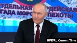 Russian President Vladimir Putin speaks at his annual question-and-answer show on December 19. 