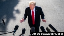 U.S. President Donald J. Trump speaks to the media on May 30. 