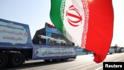 A Qader cruise missile is seen during the annual military parade in Tehran on September 21.