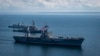 The USS Mount Whitney (foreground) of the U.S. Sixth Fleet entered the Black Sea on November 4. (file photo)